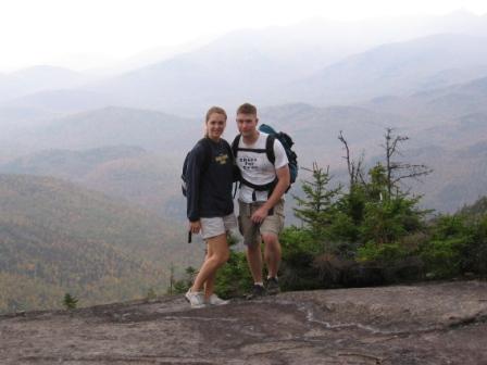 This is a picture of people on top of a mountian.