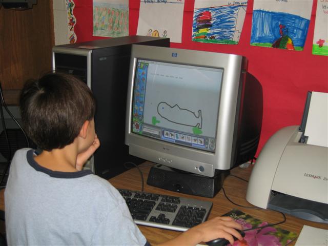 student working on the computer