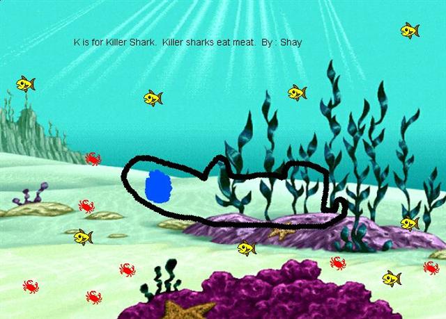 student's computer shark scene picture
